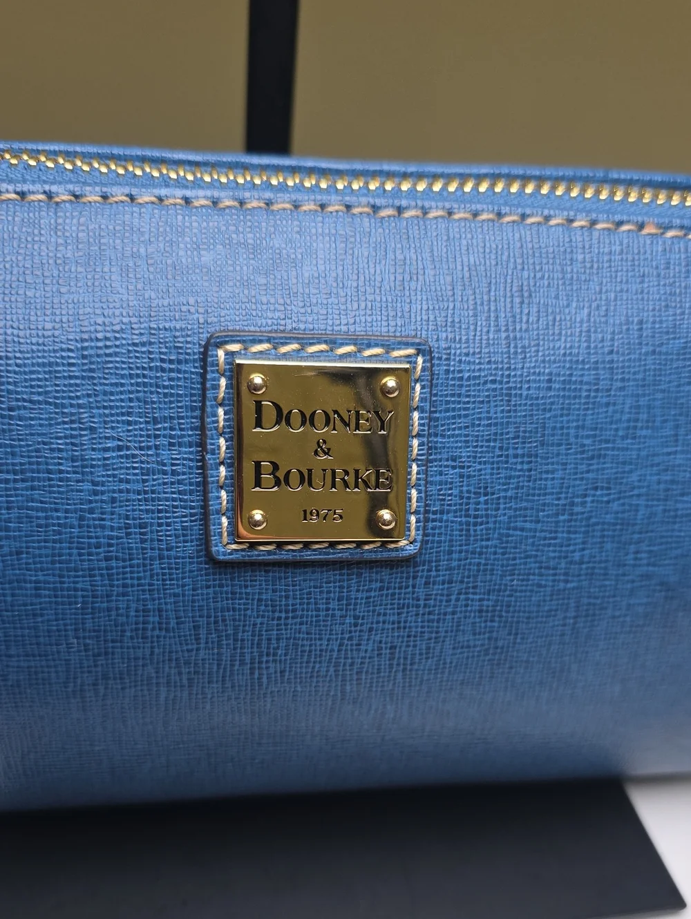 Dooney & Bourke Denim Blue Leather Barrel Minibag Crossbody EUC